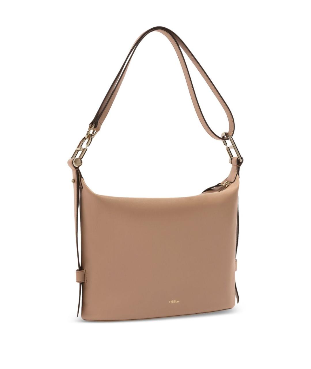FURLA Бежевая кожаная сумка через плечо, фото 4