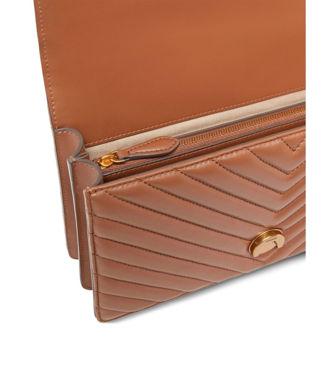 PINKO Коричневая кожаная сумка через плечо, фото 4
