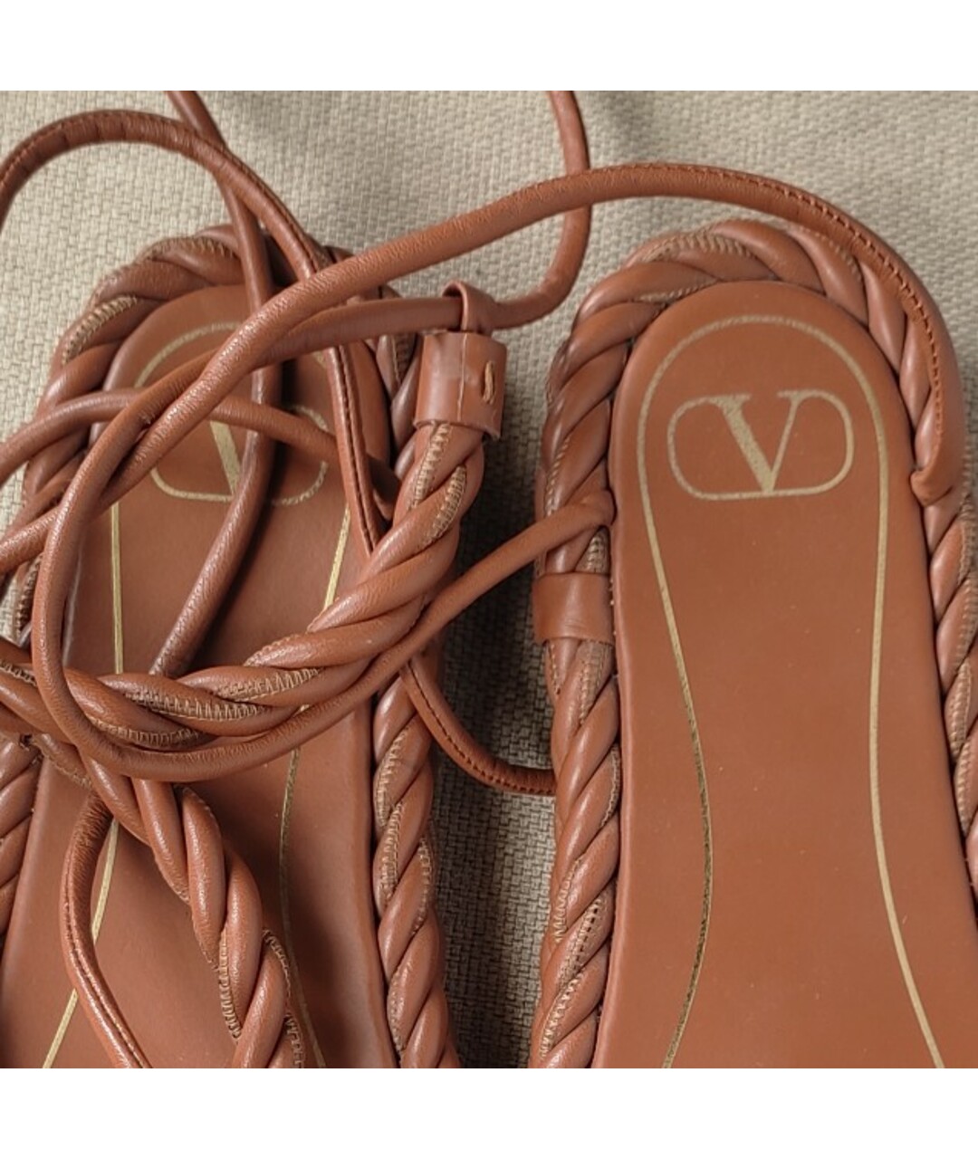 VALENTINO Коричневые кожаные сандалии, фото 7