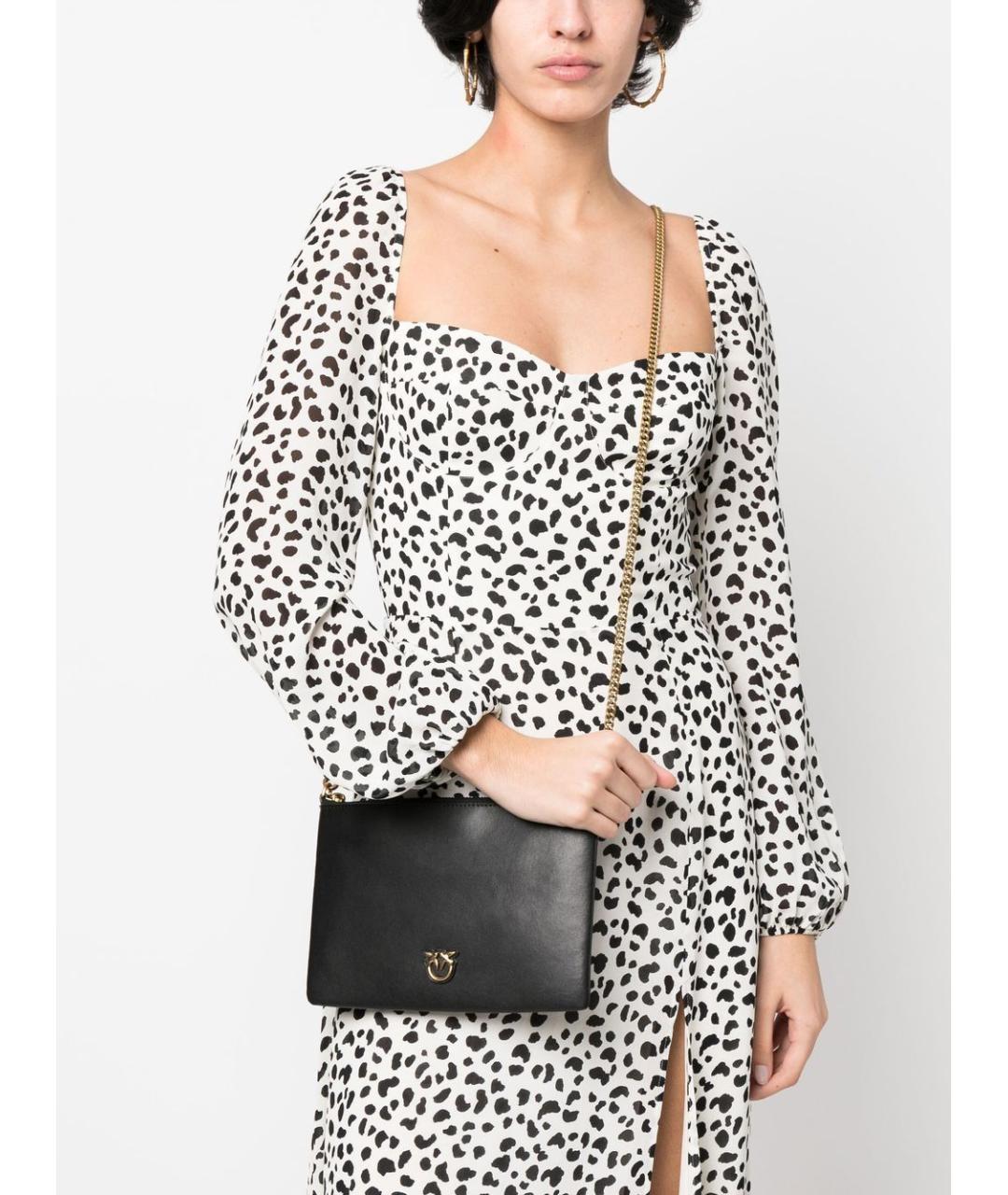 PINKO Черная кожаная сумка через плечо, фото 2