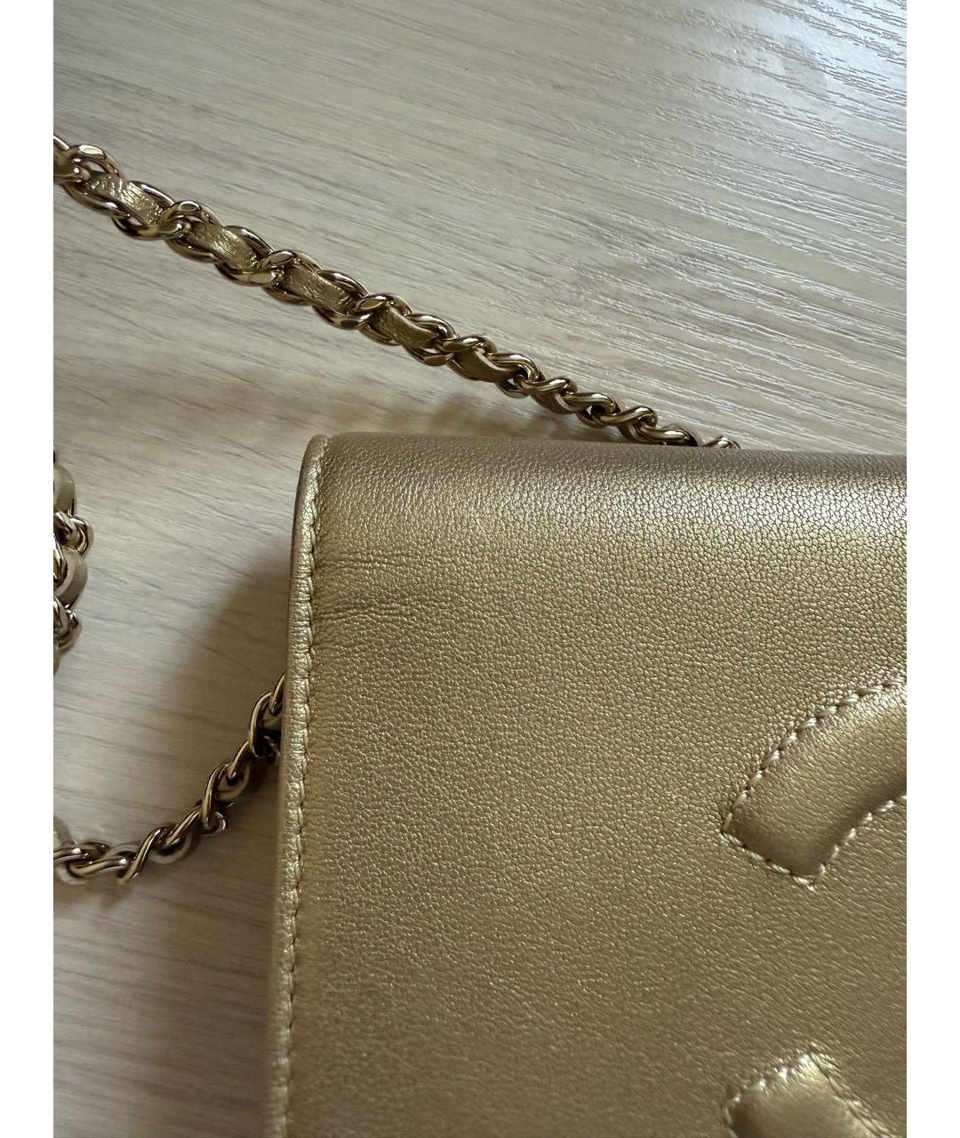 CHANEL Золотая кожаная сумка через плечо, фото 6
