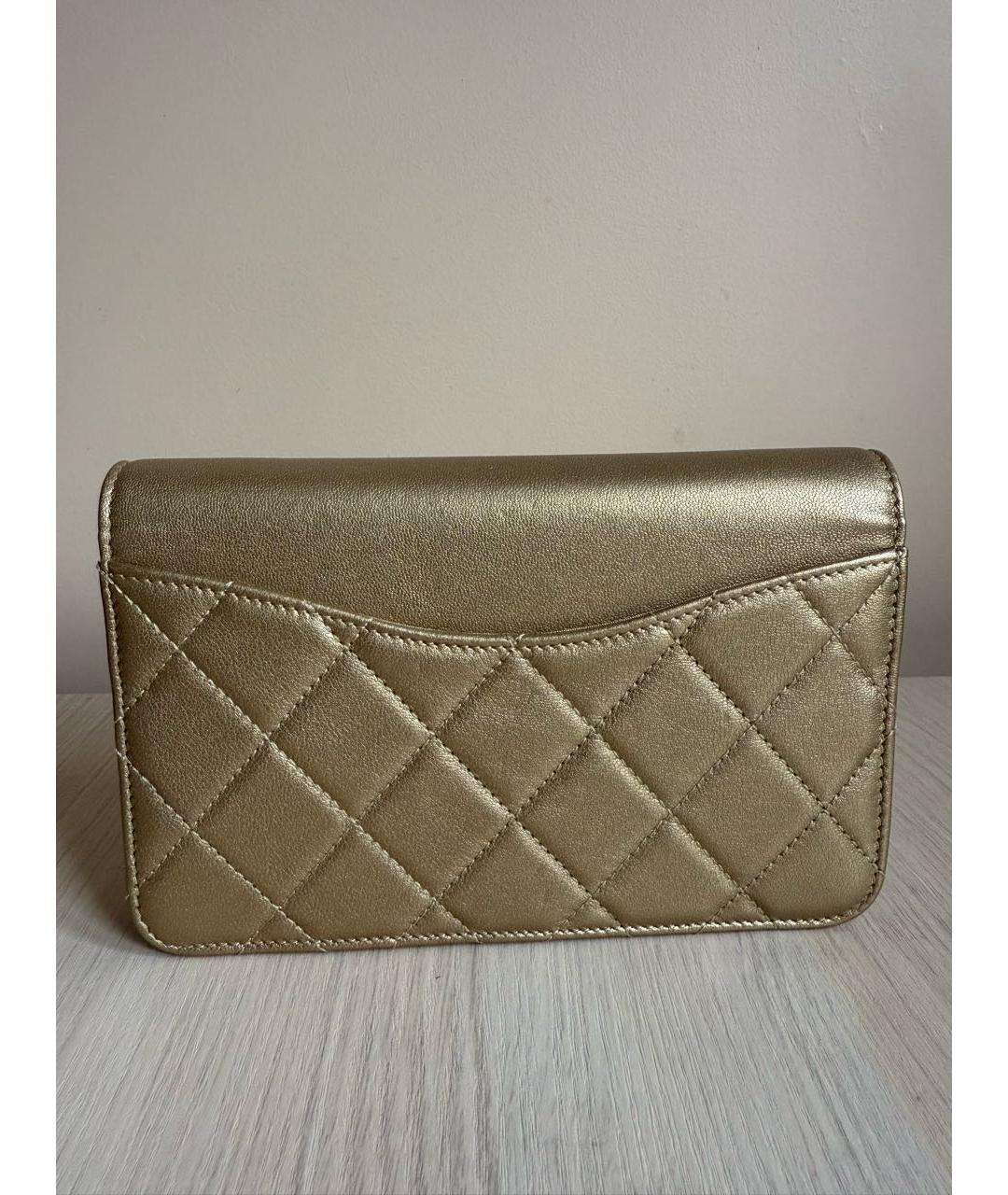 CHANEL Золотая кожаная сумка через плечо, фото 3