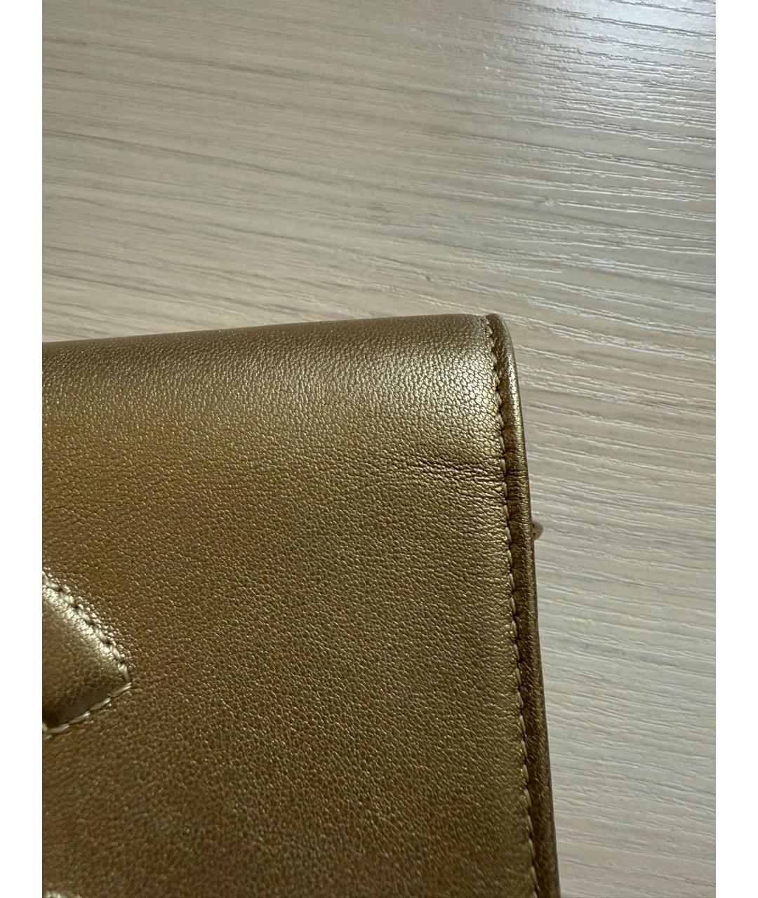 CHANEL Золотая кожаная сумка через плечо, фото 7
