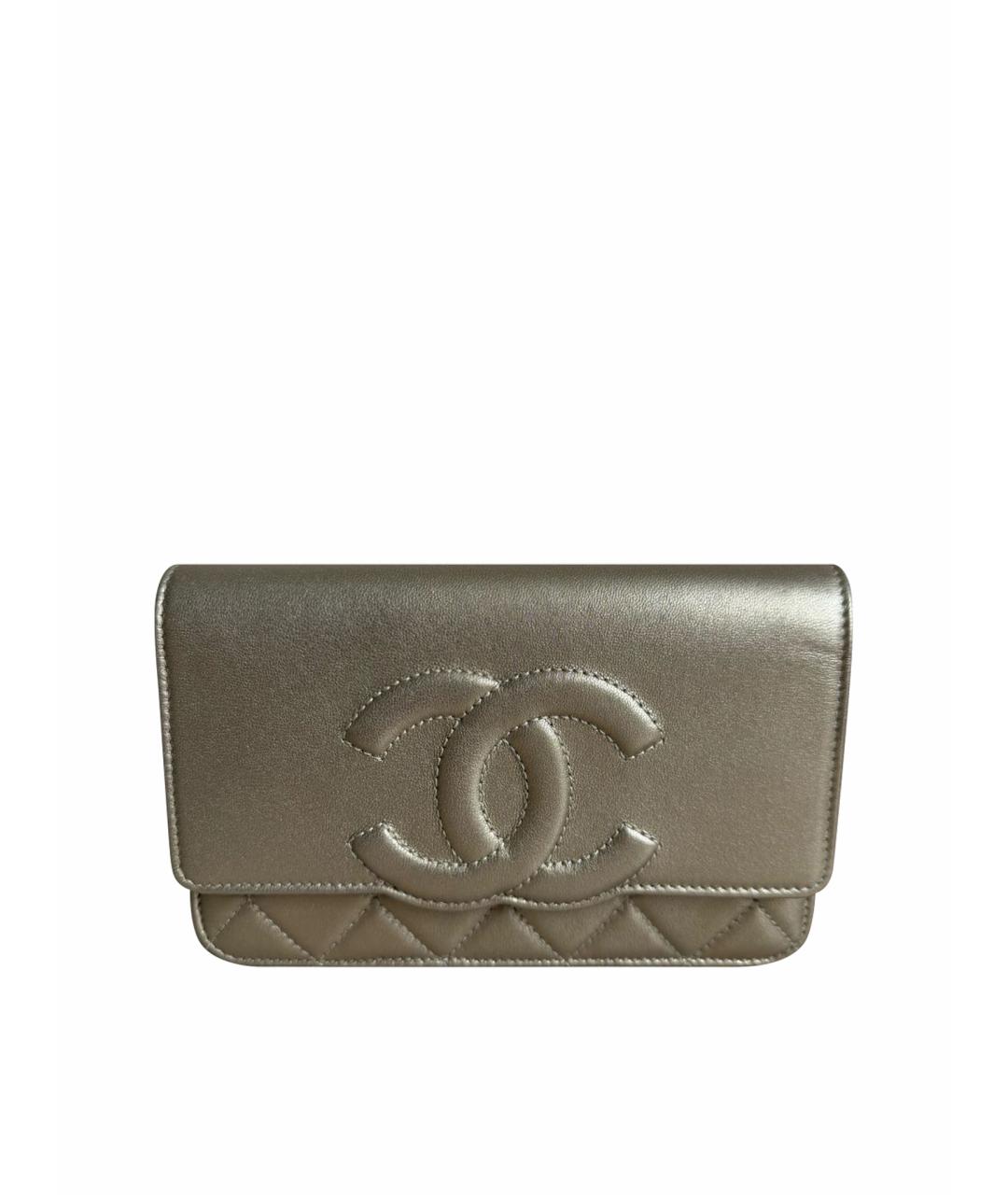 CHANEL Золотая кожаная сумка через плечо, фото 1