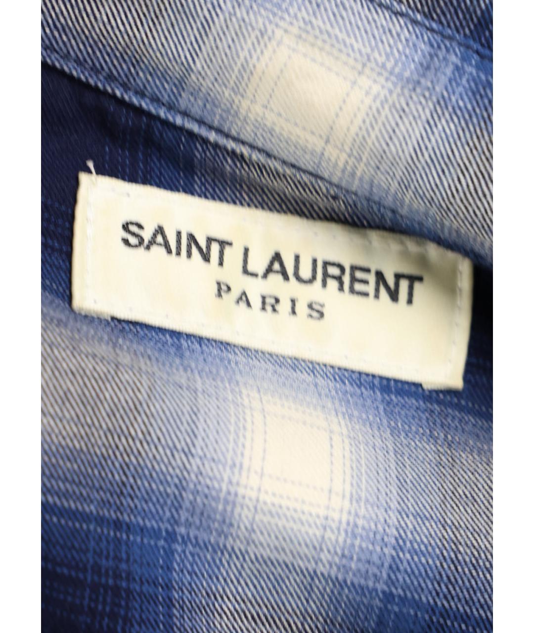 SAINT LAURENT Синяя хлопковая кэжуал рубашка, фото 5
