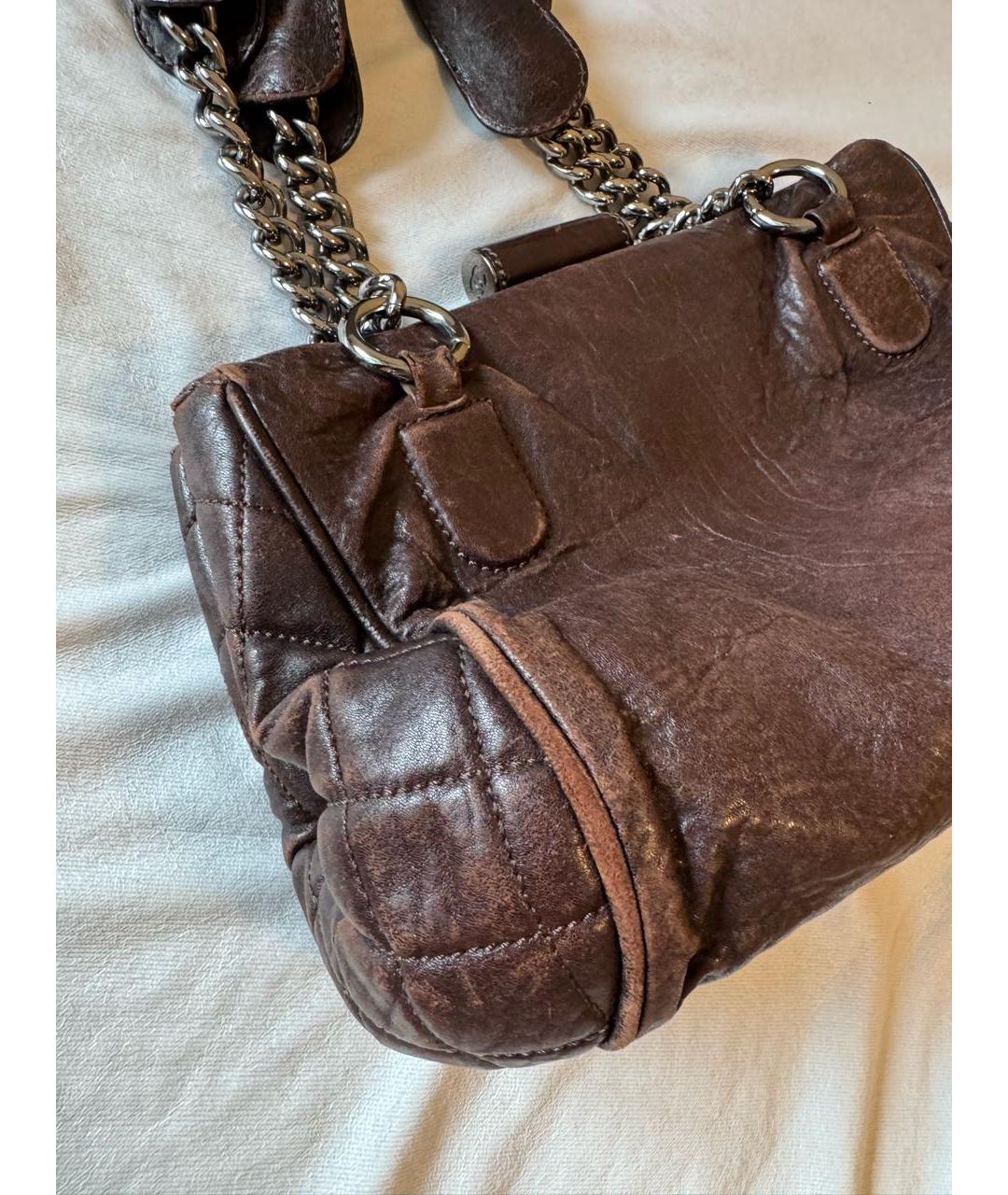 CHANEL Коричневая кожаная сумка через плечо, фото 5