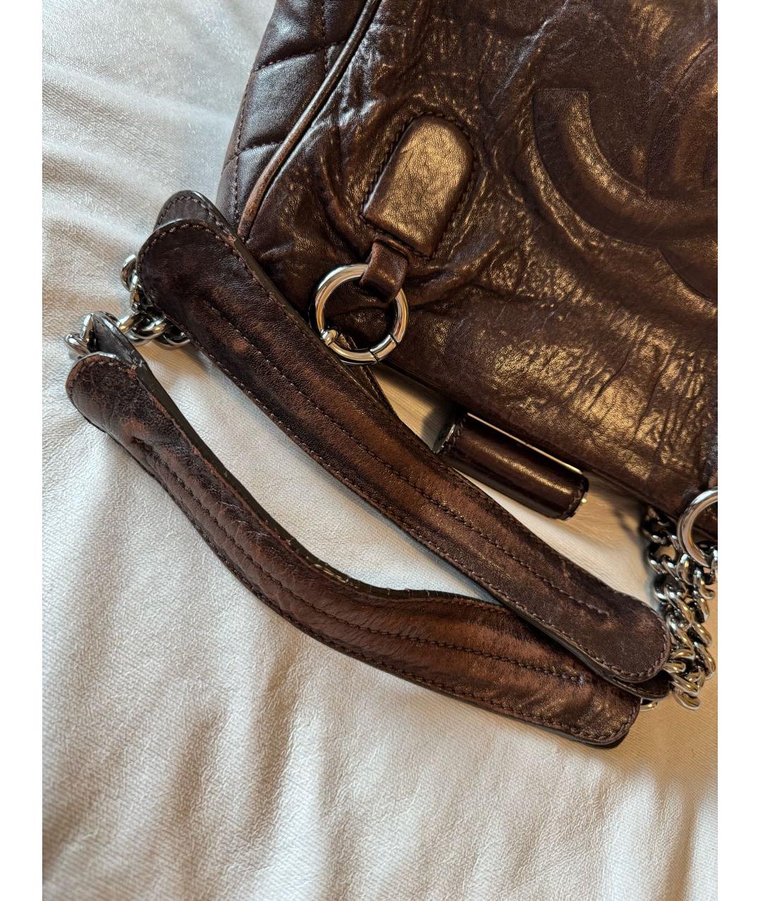 CHANEL Коричневая кожаная сумка через плечо, фото 7