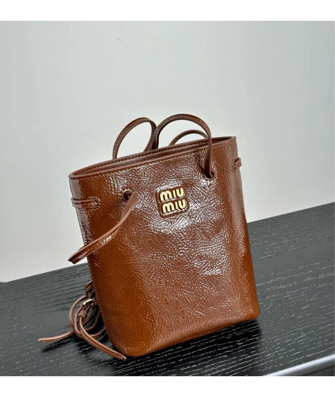 MIU MIU Коричневый рюкзак из искусственной кожи, фото 2