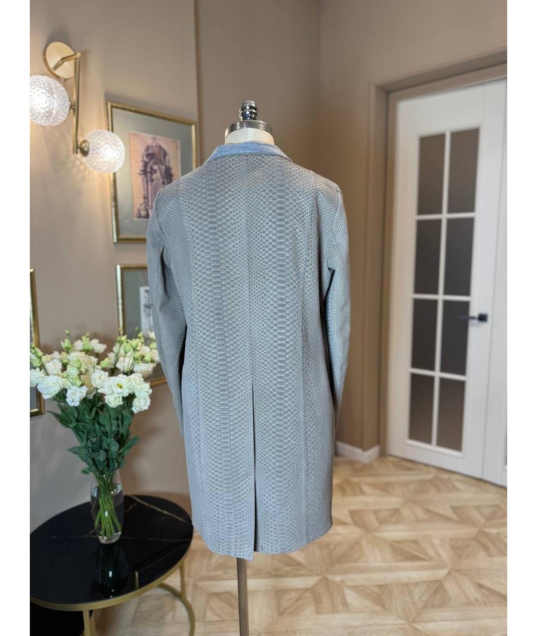 BRUNELLO CUCINELLI Серое пальто из экзотической кожи, фото 3