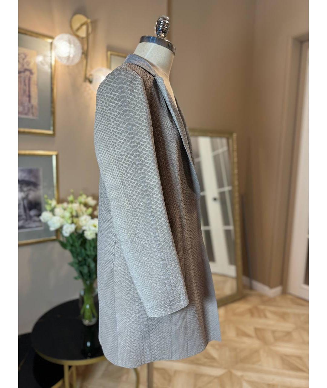 BRUNELLO CUCINELLI Серое пальто из экзотической кожи, фото 8