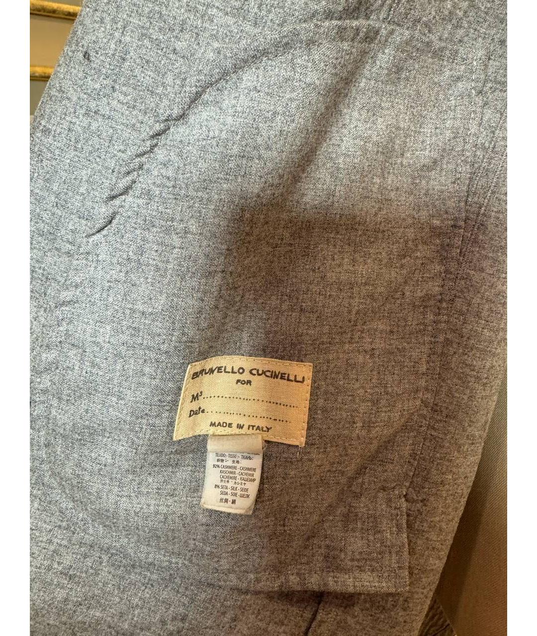 BRUNELLO CUCINELLI Серое пальто из экзотической кожи, фото 6