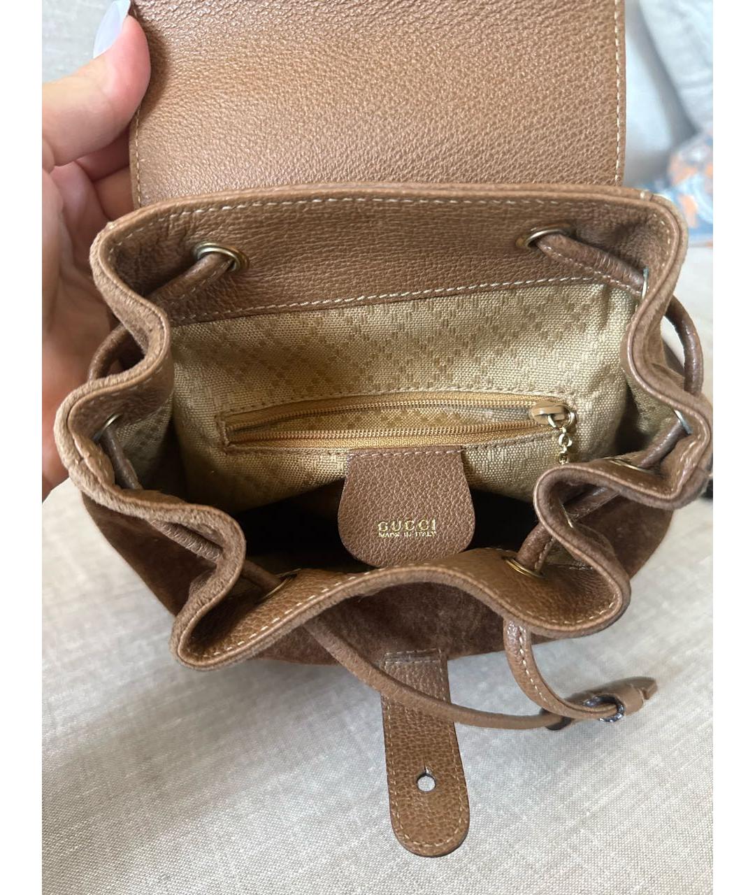 GUCCI Коричневый замшевый рюкзак, фото 3