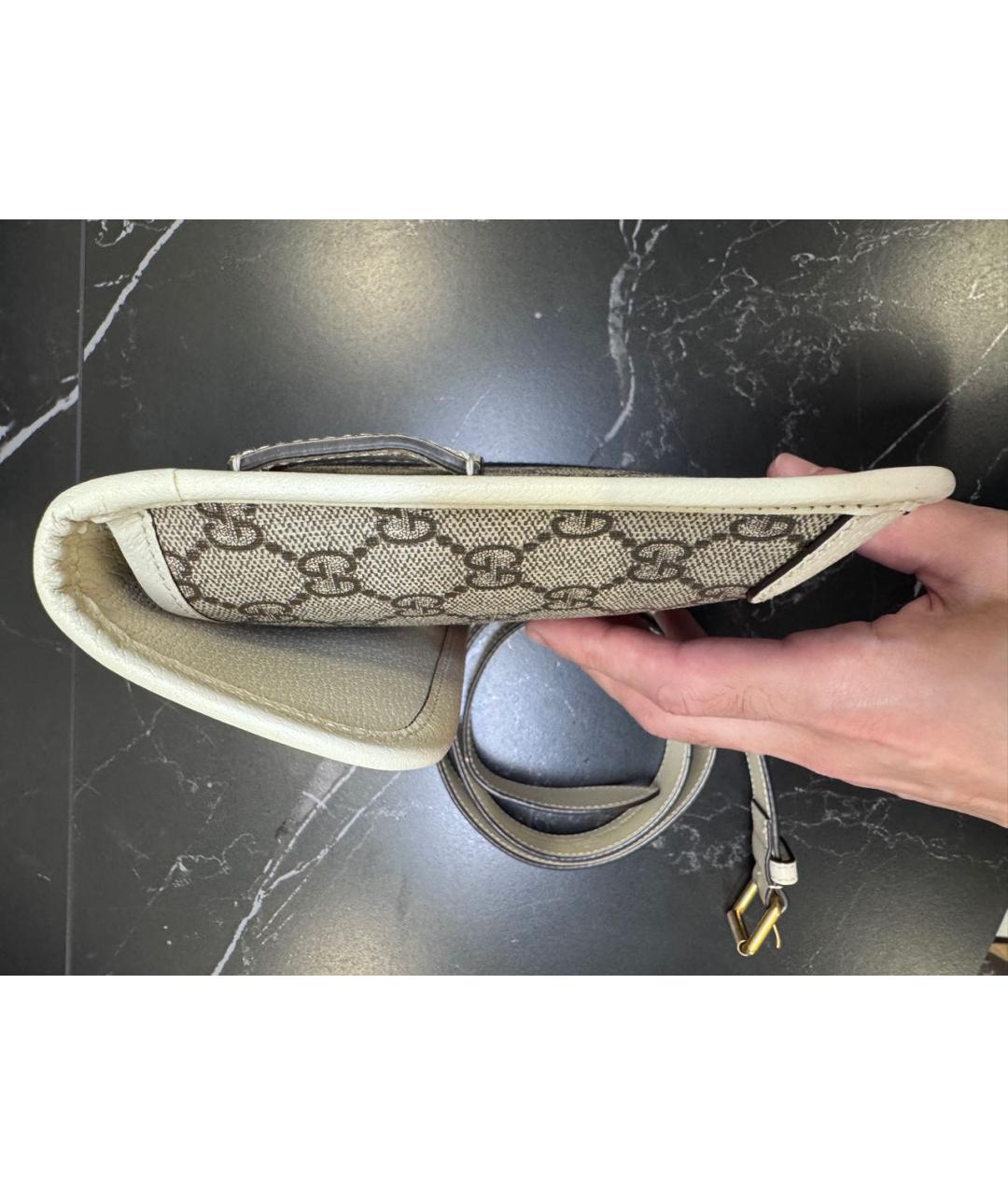 GUCCI Бежевая кожаная поясная сумка, фото 5