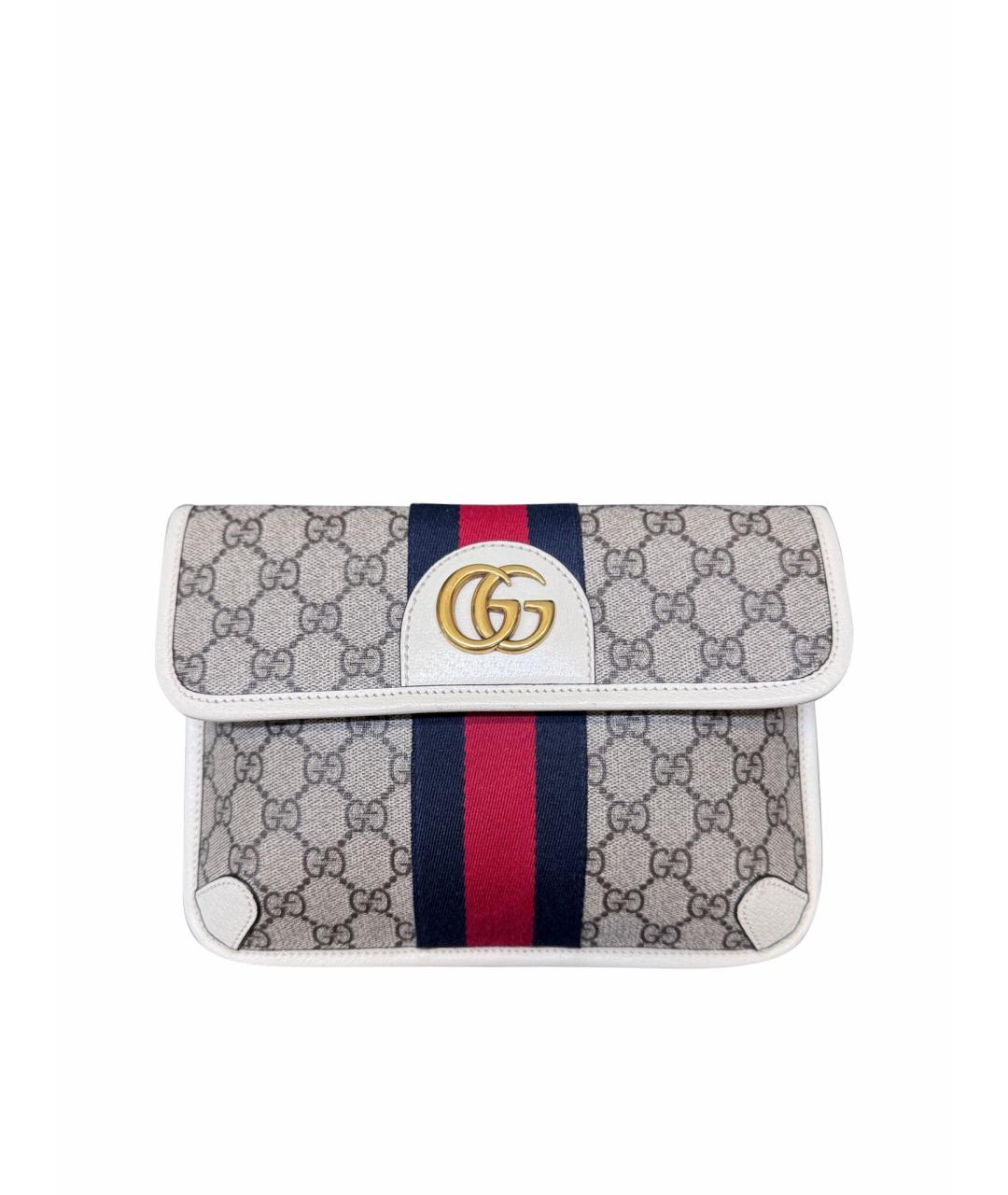 GUCCI Бежевая кожаная поясная сумка, фото 1