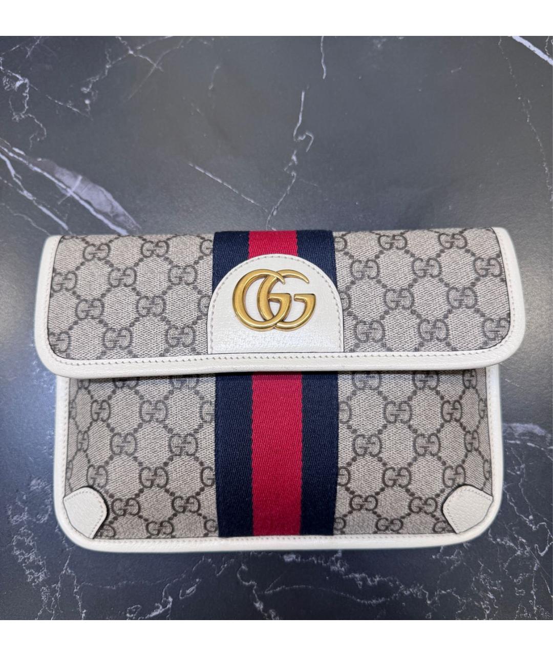 GUCCI Бежевая кожаная поясная сумка, фото 8