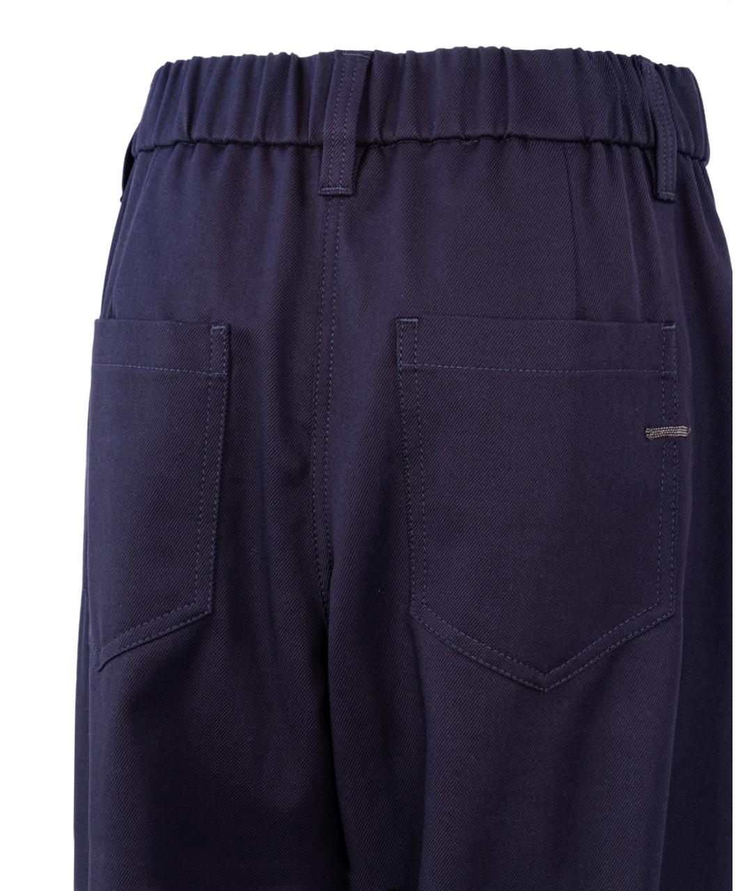 BRUNELLO CUCINELLI Синие хлопковые прямые брюки, фото 3