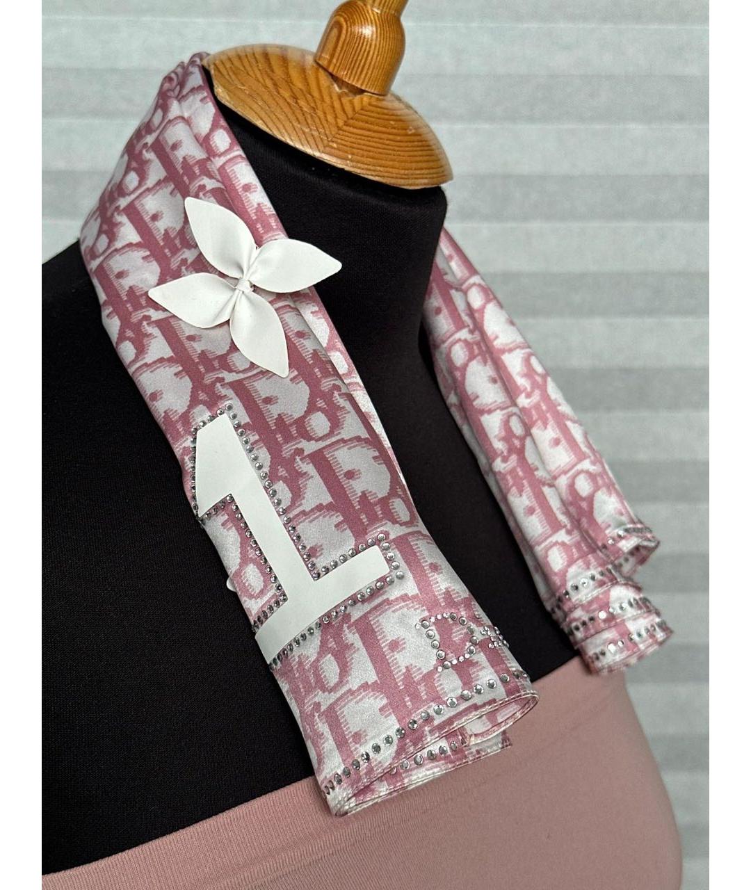 CHRISTIAN DIOR Розовый шелковый платок, фото 7