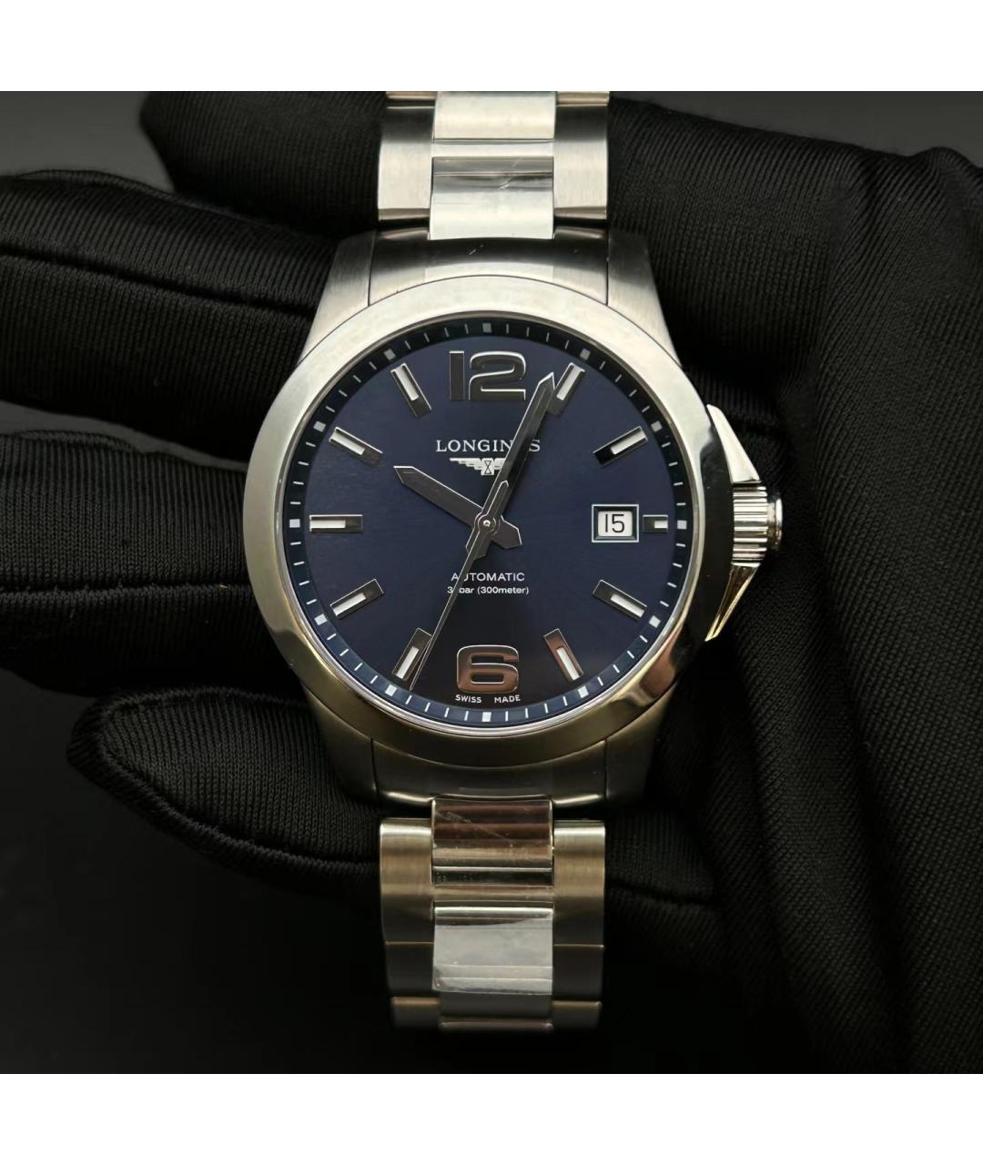 LONGINES Голубые металлические часы, фото 3