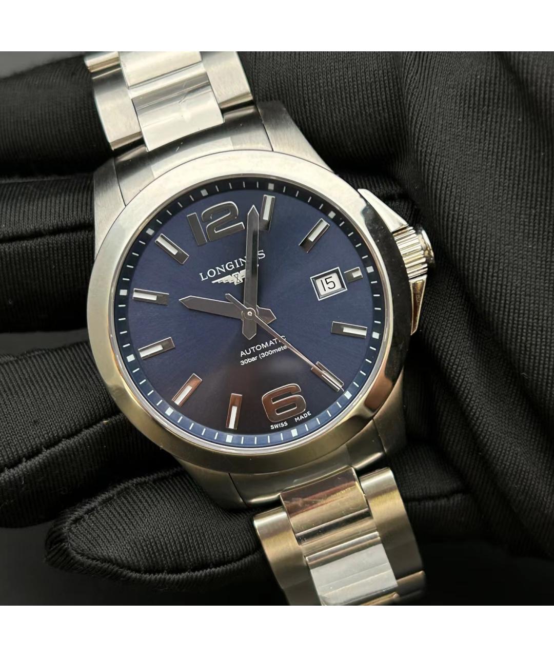 LONGINES Голубые металлические часы, фото 2