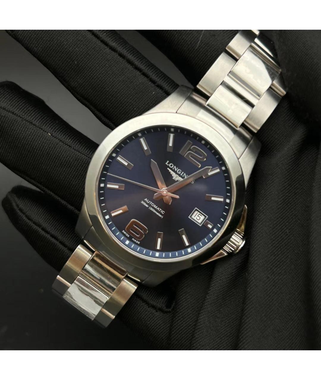 LONGINES Голубые металлические часы, фото 4
