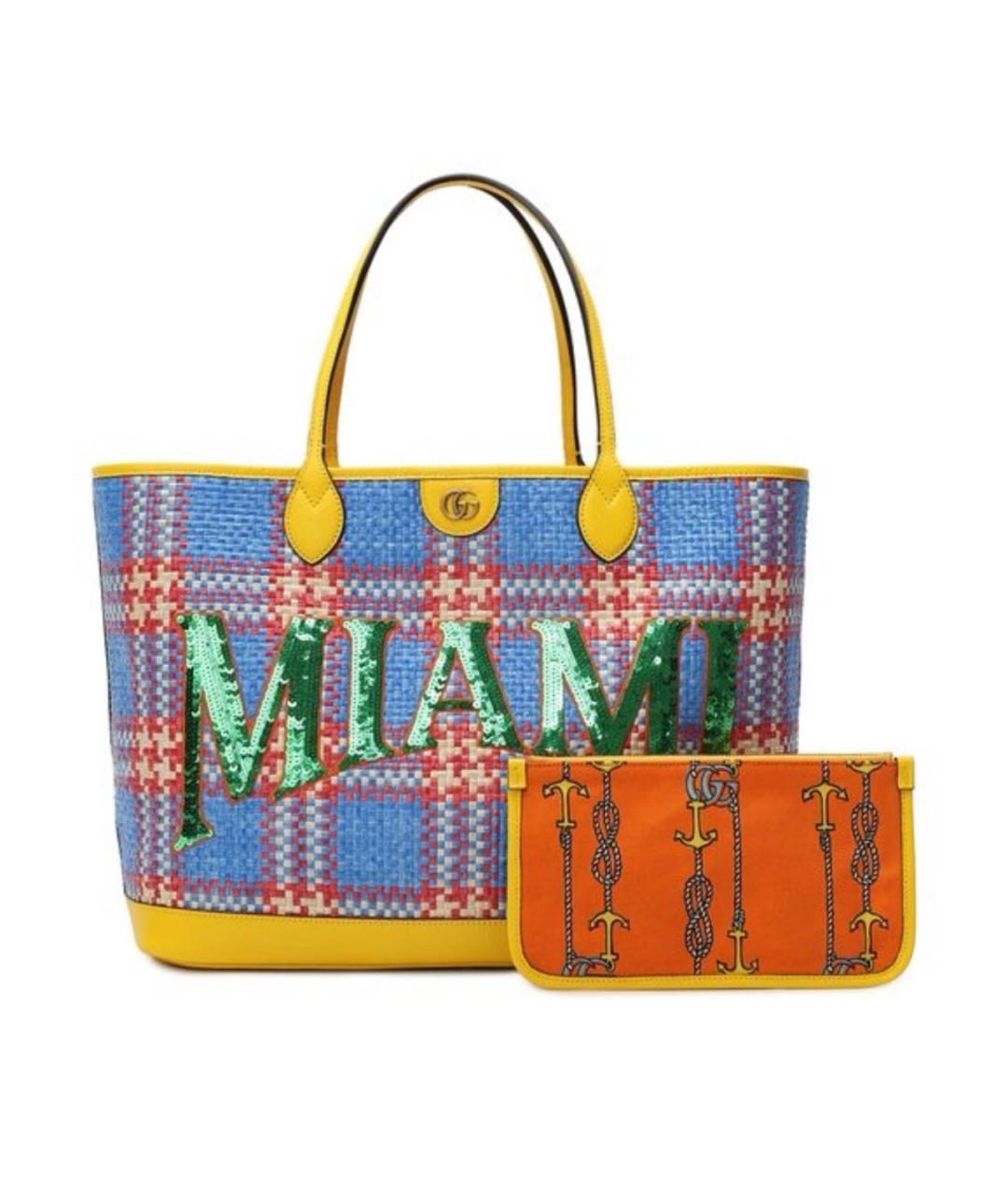 GUCCI Желтая кожаная пляжная сумка, фото 5