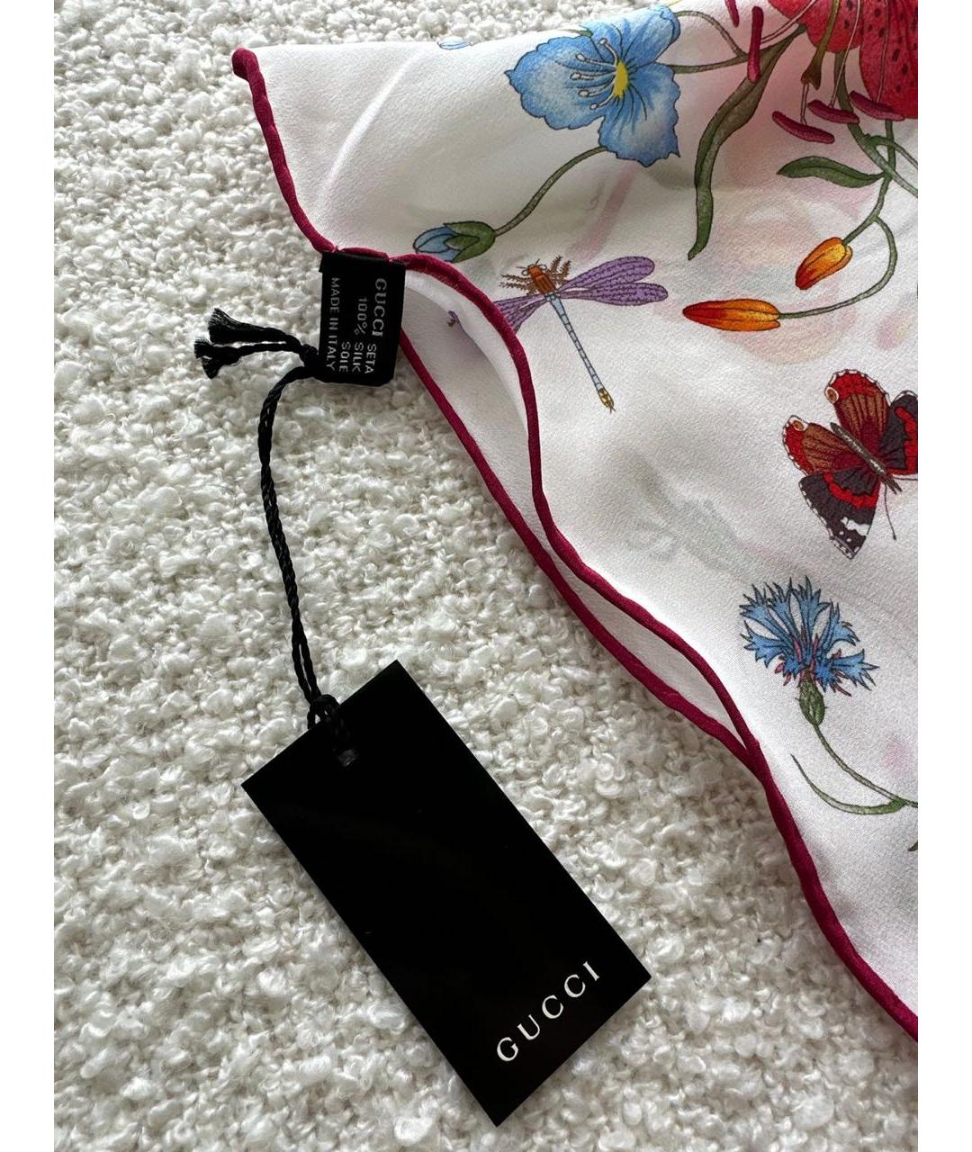 GUCCI Белый шелковый платок, фото 4