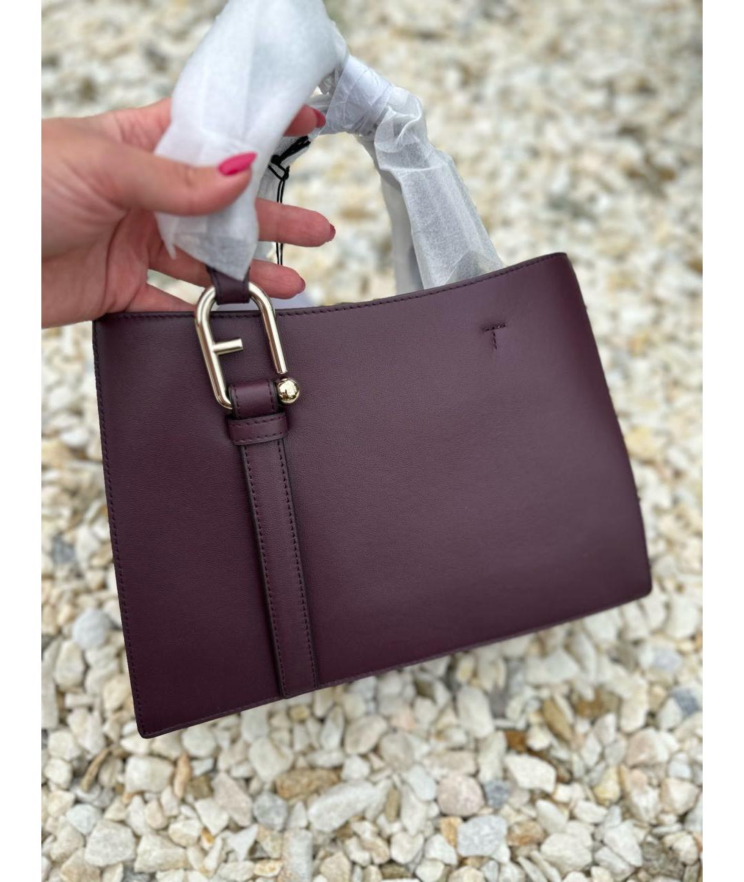 FURLA Бордовая кожаная сумка тоут, фото 5