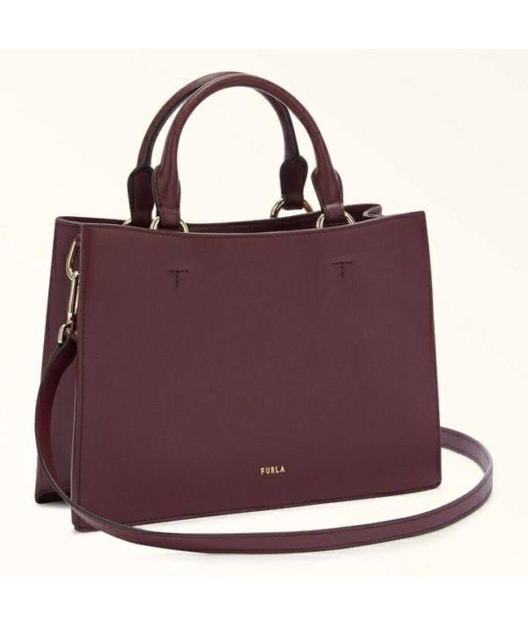 FURLA Бордовая кожаная сумка тоут, фото 3