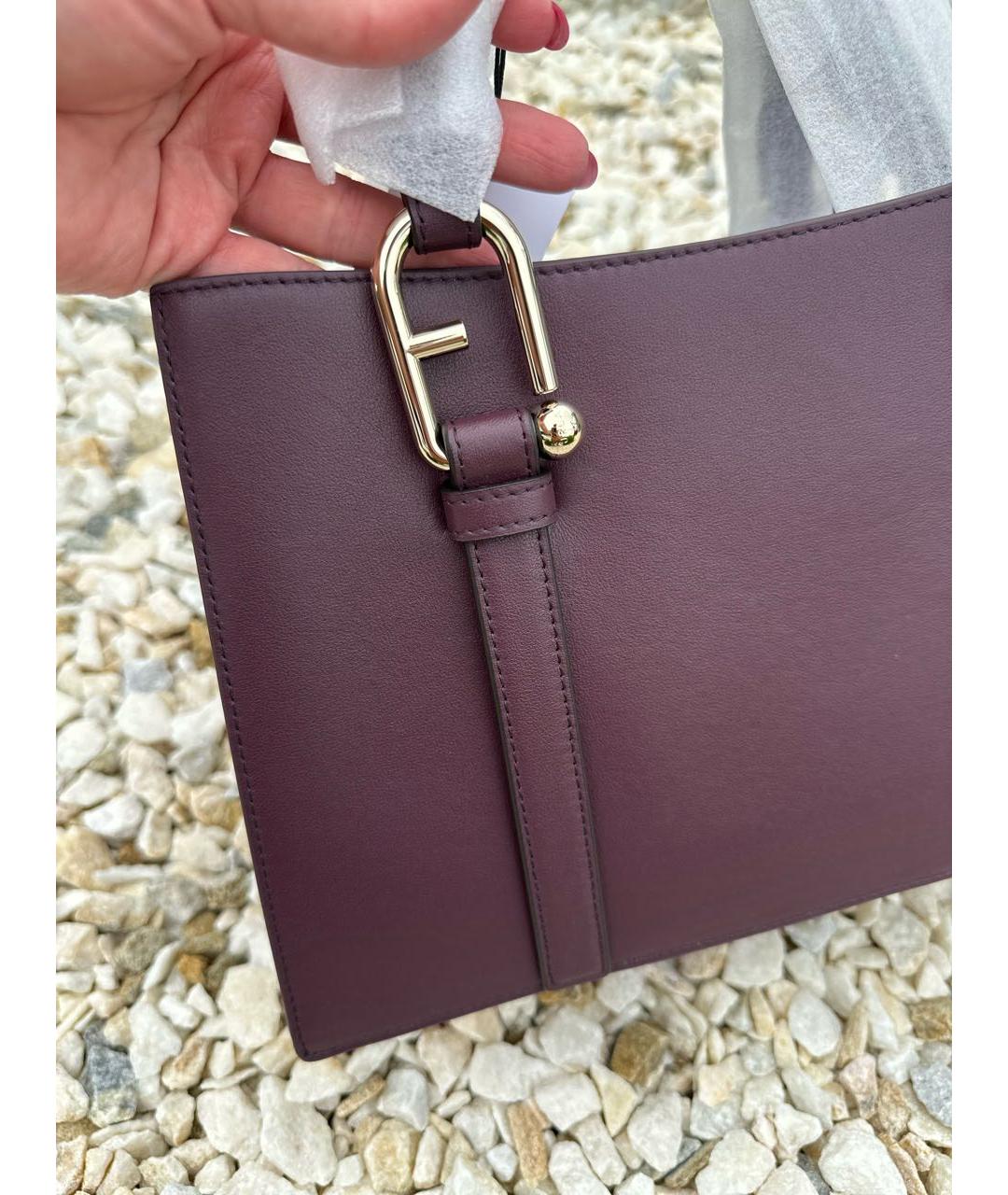 FURLA Бордовая кожаная сумка тоут, фото 6