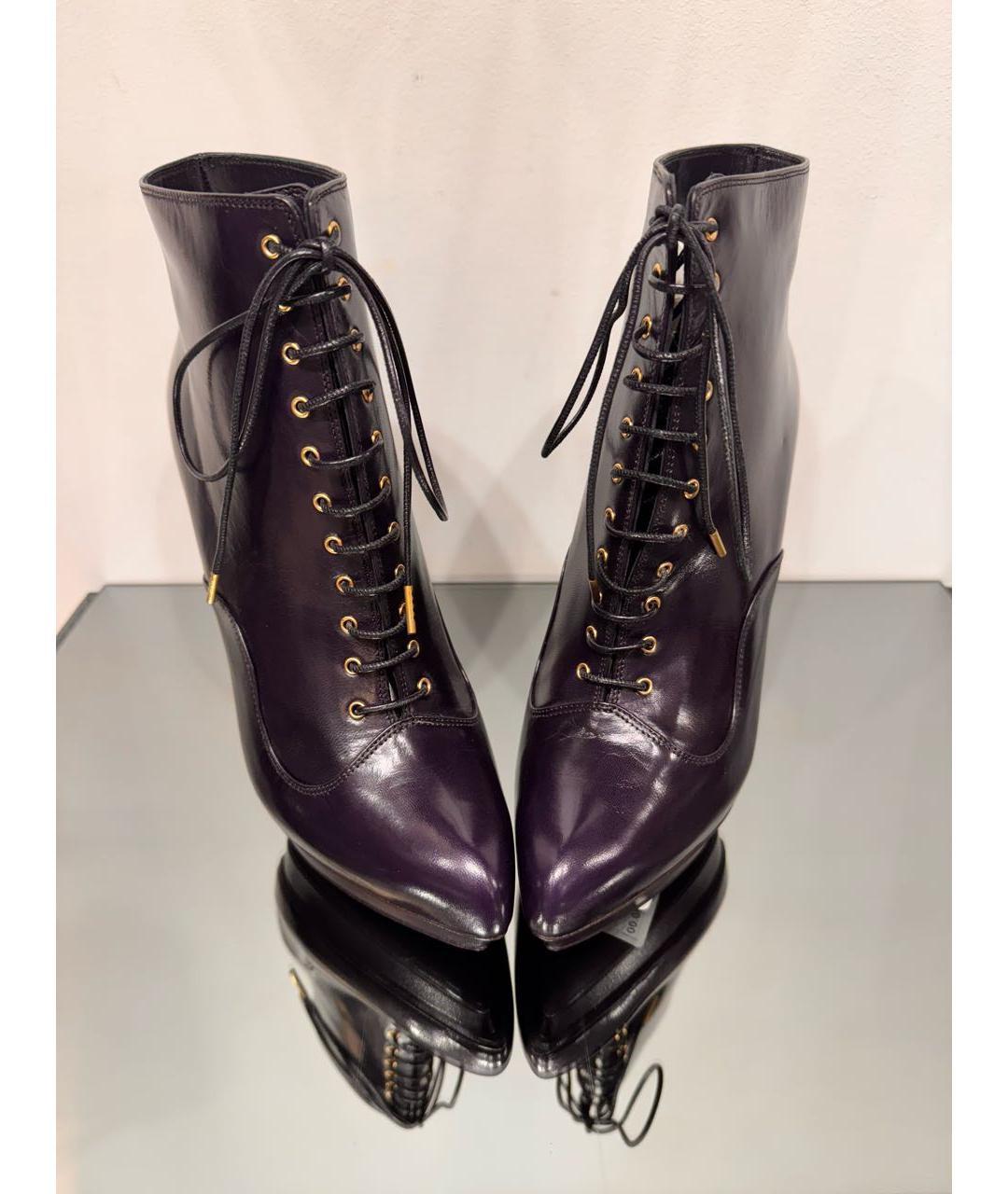 ALEXANDER MCQUEEN Фиолетовые кожаные ботильоны, фото 2