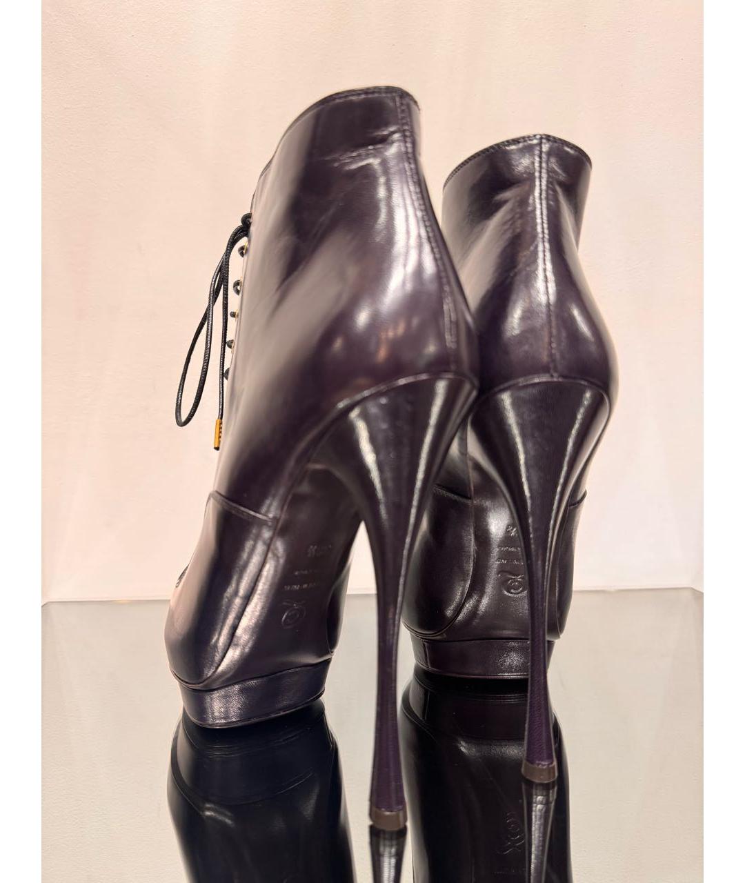 ALEXANDER MCQUEEN Фиолетовые кожаные ботильоны, фото 4