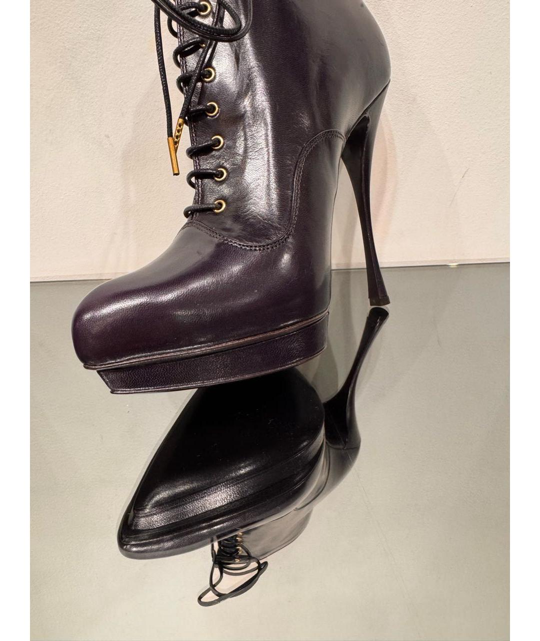 ALEXANDER MCQUEEN Фиолетовые кожаные ботильоны, фото 7