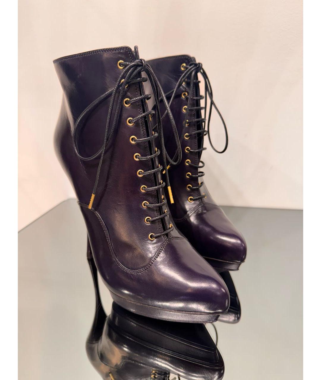 ALEXANDER MCQUEEN Фиолетовые кожаные ботильоны, фото 3