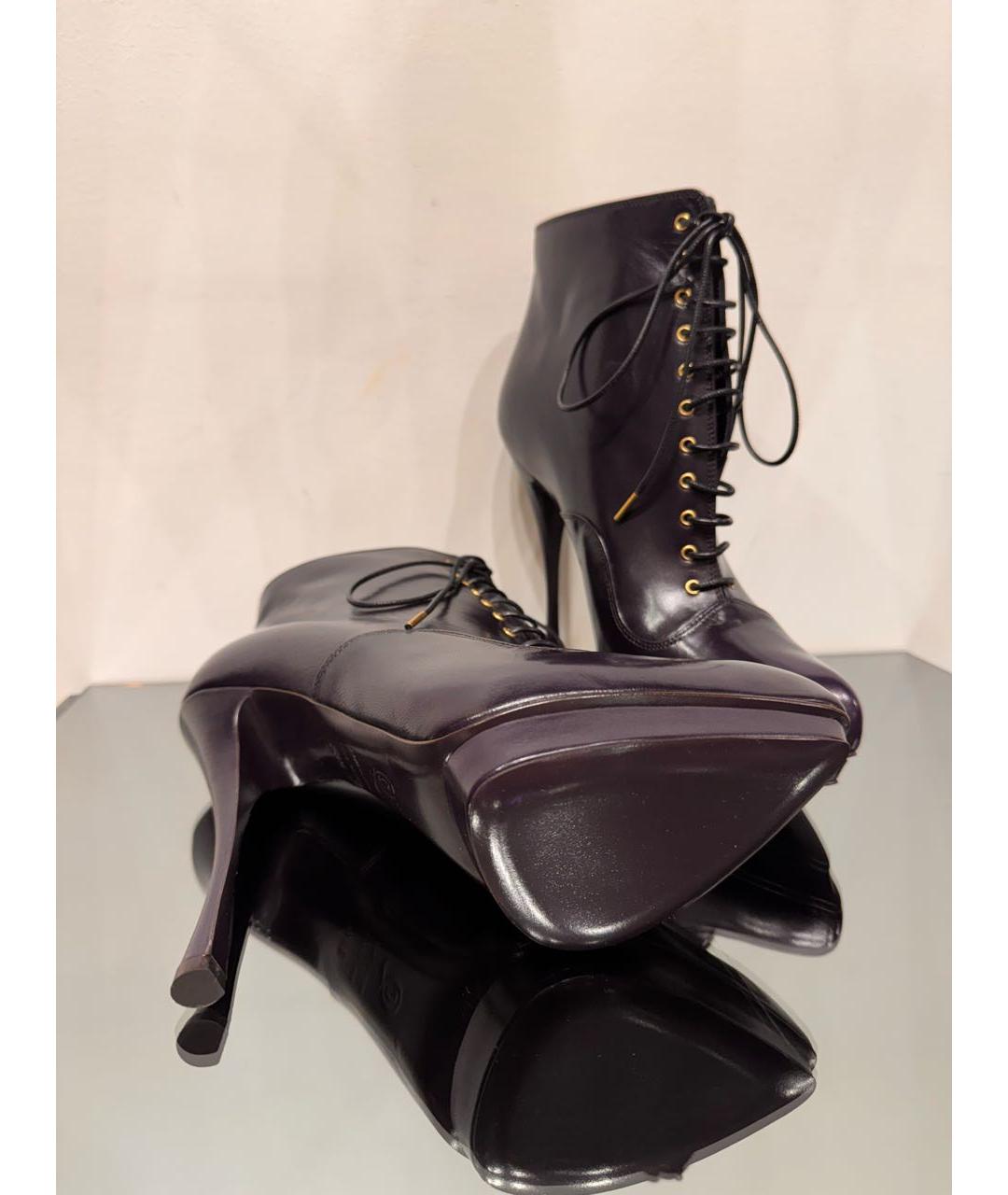 ALEXANDER MCQUEEN Фиолетовые кожаные ботильоны, фото 5