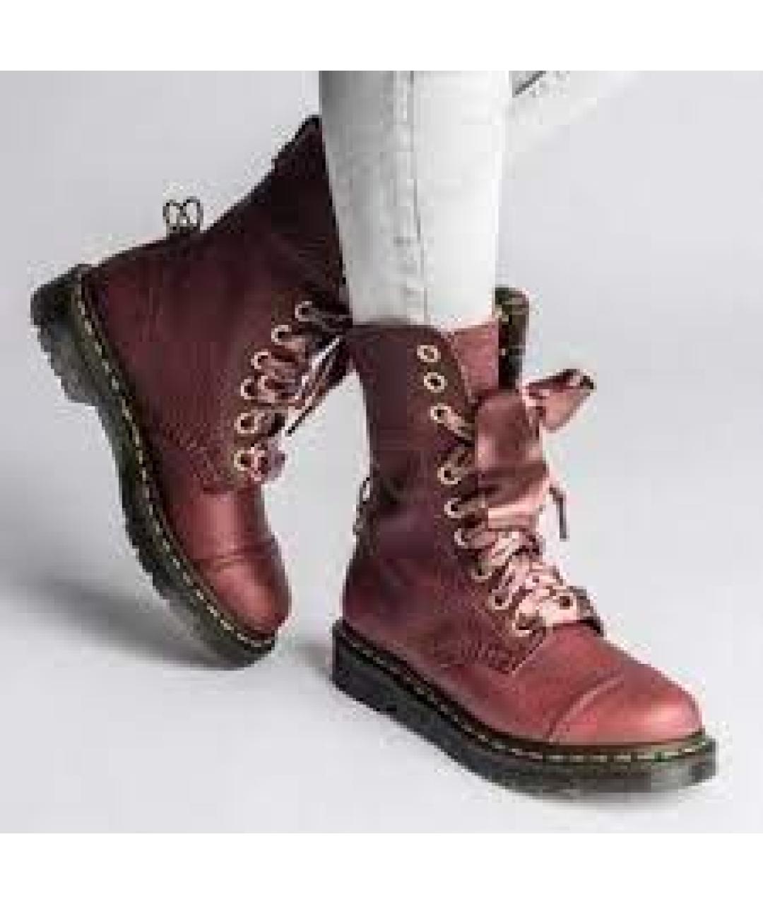 DR. MARTENS Бордовые кожаные ботинки, фото 8