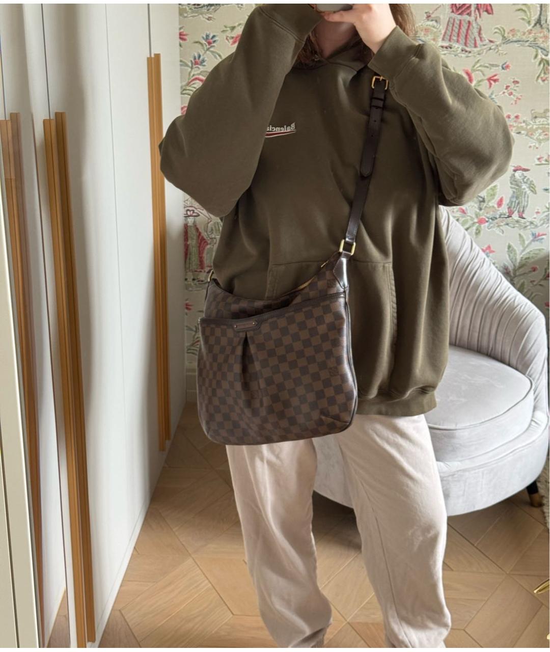 LOUIS VUITTON Коричневая кожаная сумка через плечо, фото 8