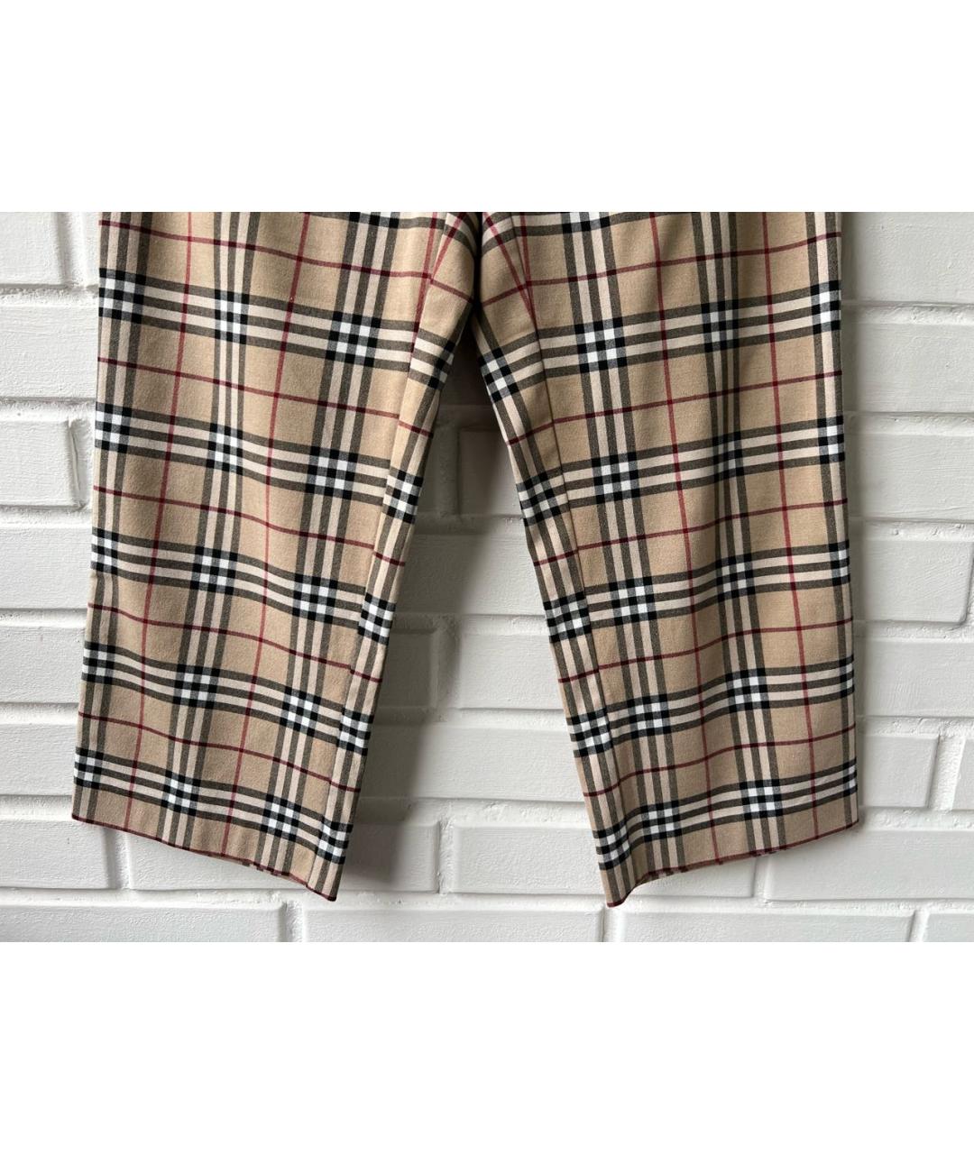 BURBERRY Коричневые шерстяные прямые брюки, фото 5