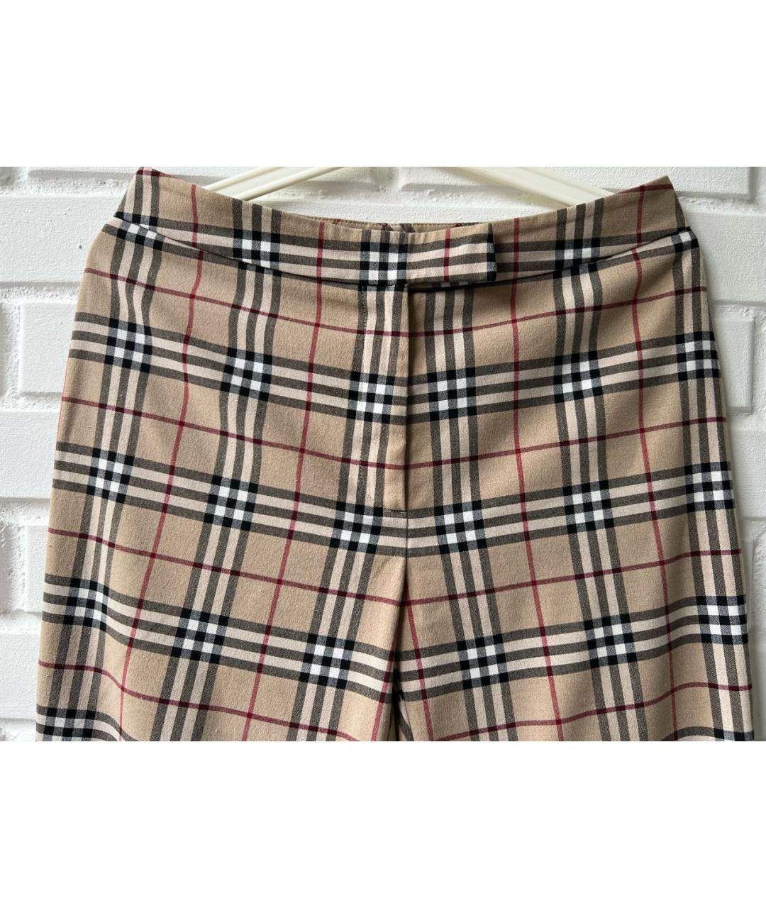 BURBERRY Коричневые шерстяные прямые брюки, фото 3