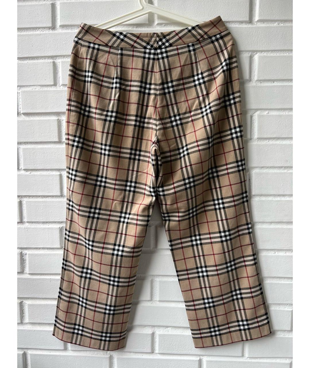 BURBERRY Коричневые шерстяные прямые брюки, фото 2