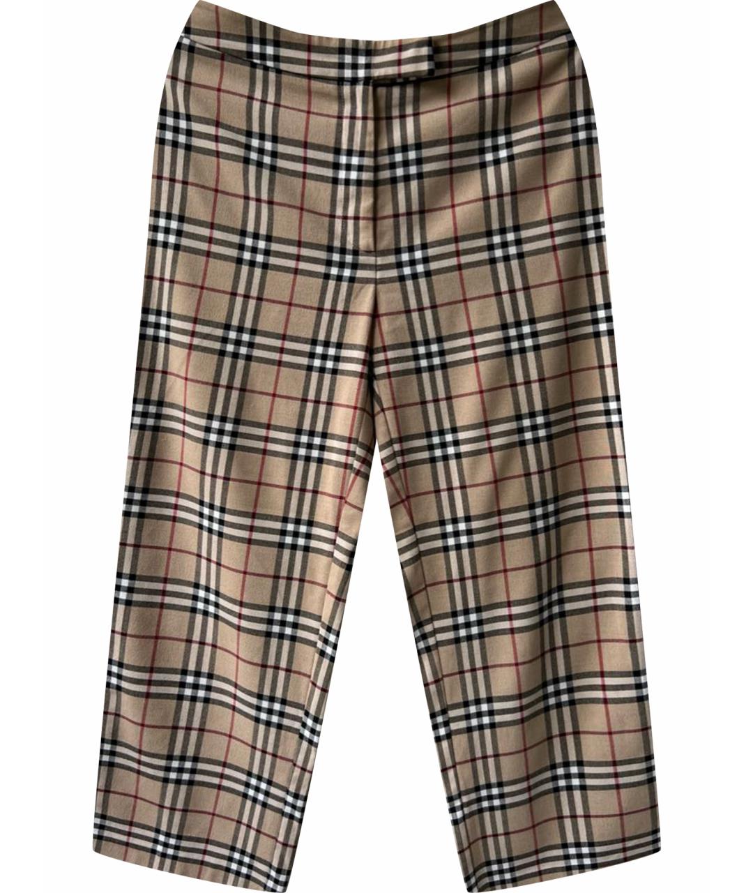 BURBERRY Коричневые шерстяные прямые брюки, фото 1