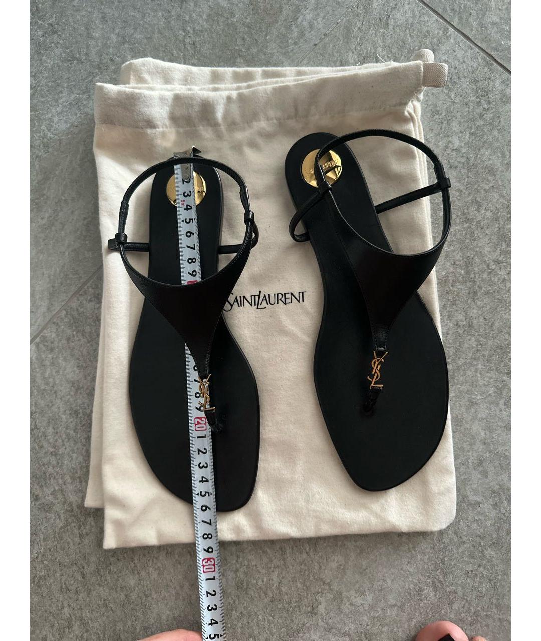 SAINT LAURENT Черные кожаные сандалии, фото 4