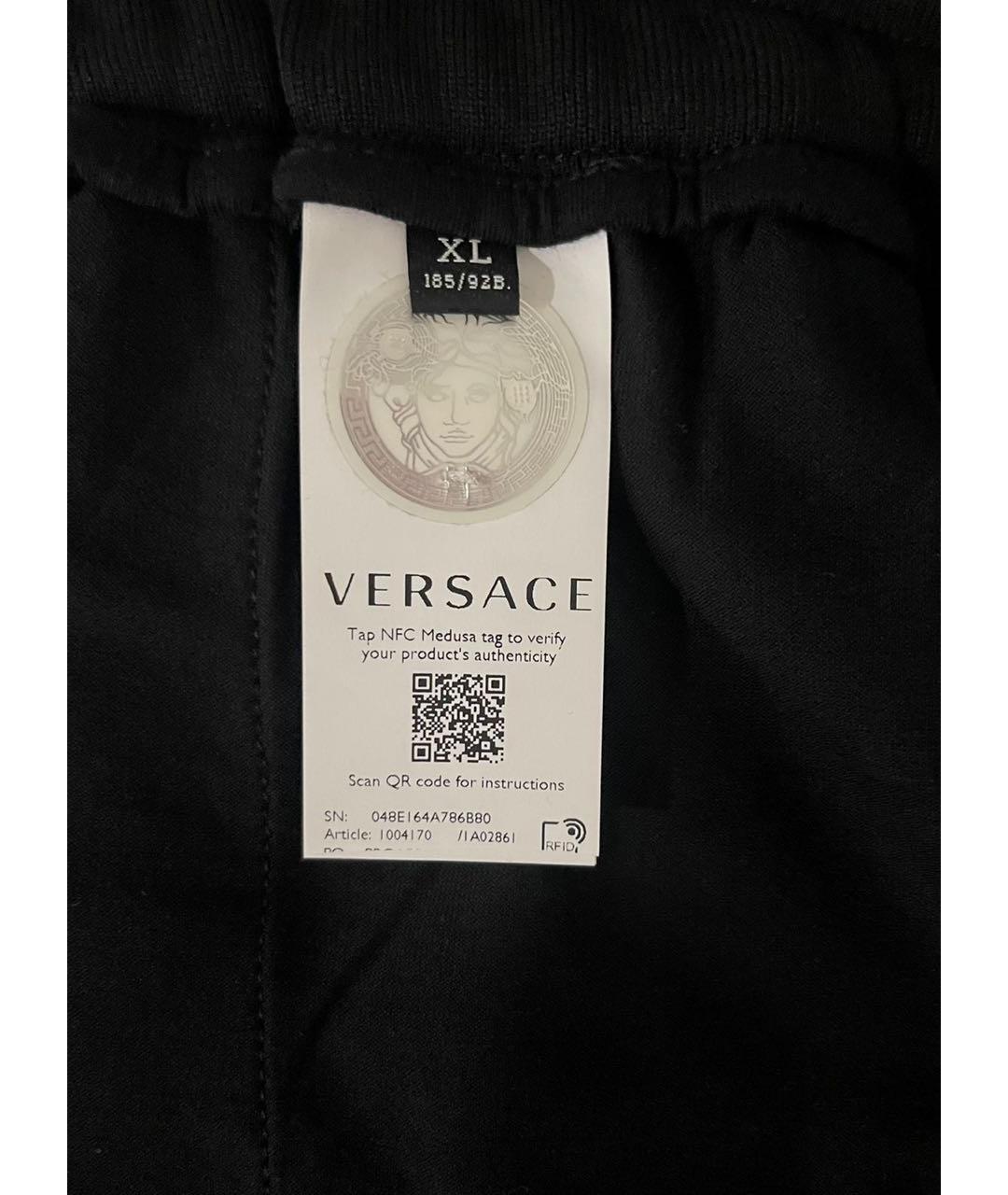 VERSACE Черные хлопковые повседневные брюки, фото 3