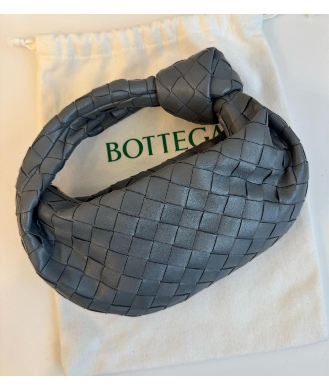 BOTTEGA VENETA Антрацитовая кожаная сумка с короткими ручками, фото 6