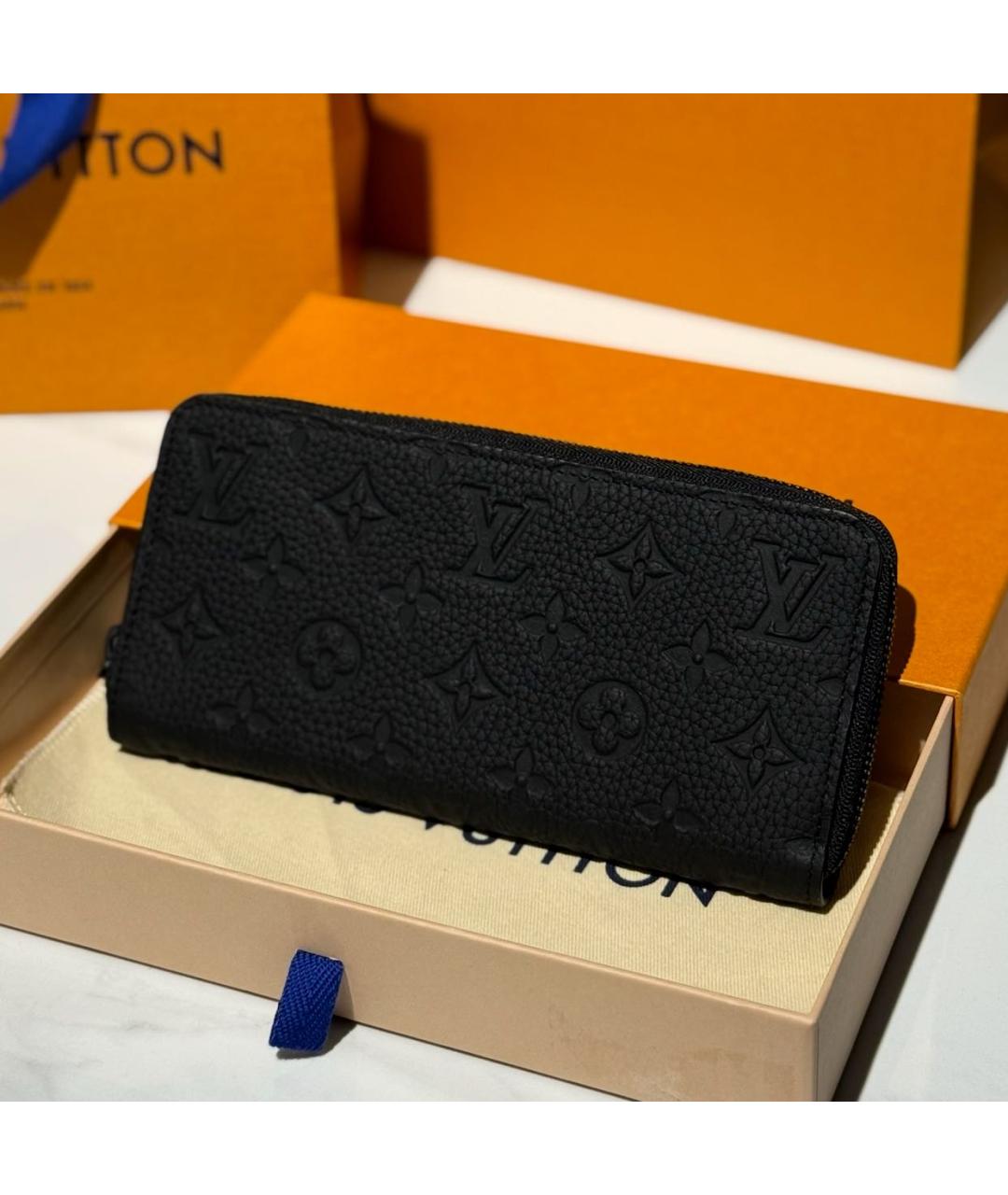 LOUIS VUITTON Черный кожаный кошелек, фото 4