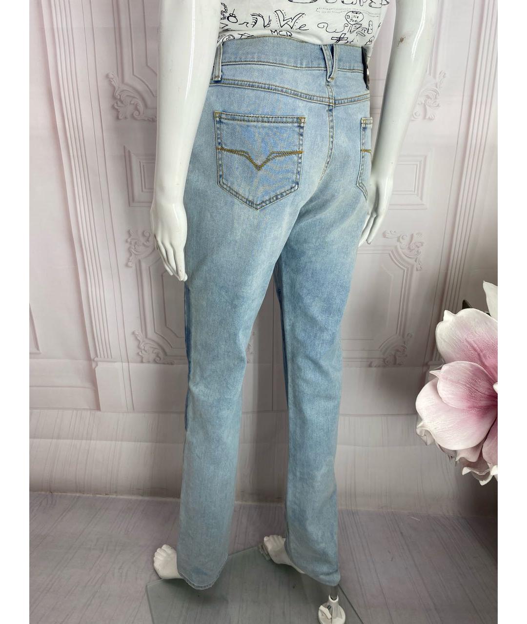 VERSACE JEANS COUTURE Голубые хлопко-эластановые прямые джинсы, фото 6