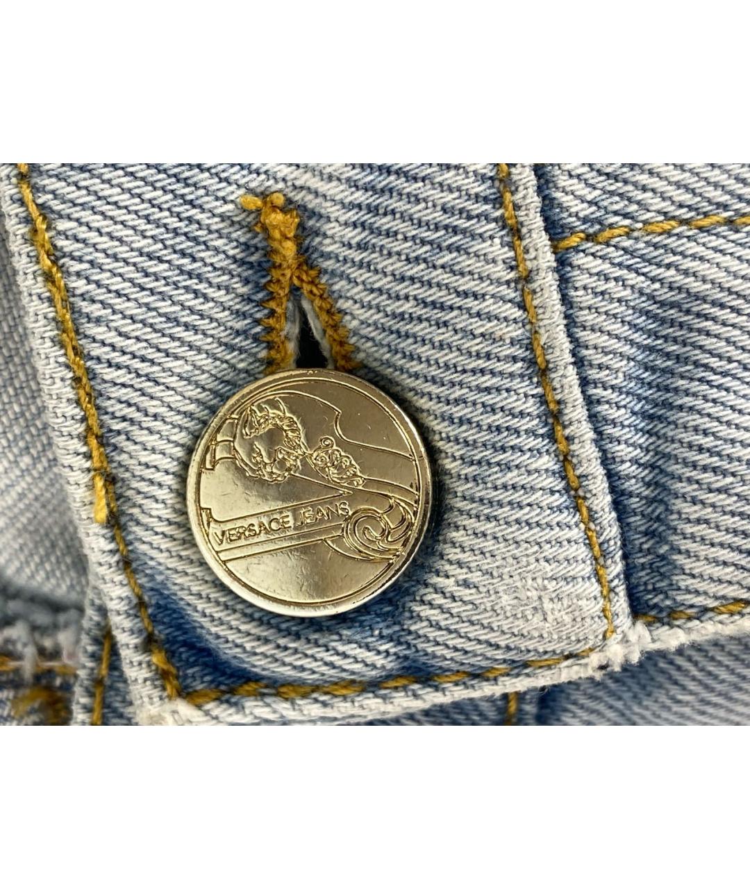 VERSACE JEANS COUTURE Голубые хлопко-эластановые прямые джинсы, фото 8