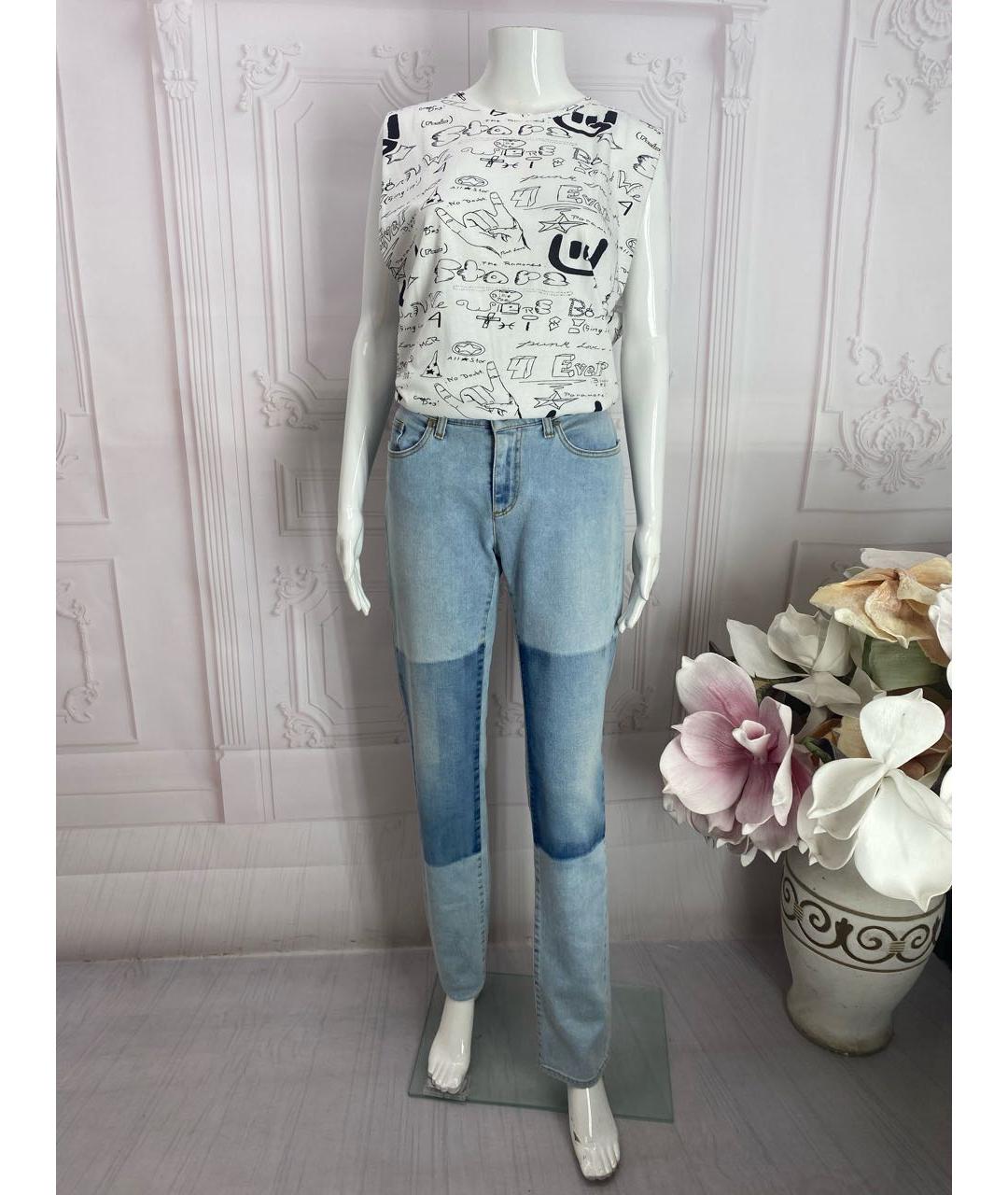 VERSACE JEANS COUTURE Голубые хлопко-эластановые прямые джинсы, фото 5