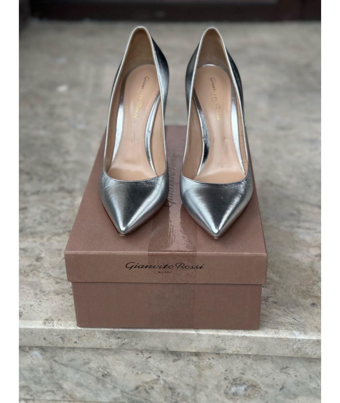 GIANVITO ROSSI Серебряные кожаные туфли, фото 3