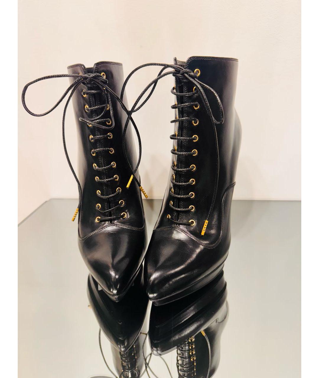 ALEXANDER MCQUEEN Черные кожаные ботильоны, фото 2