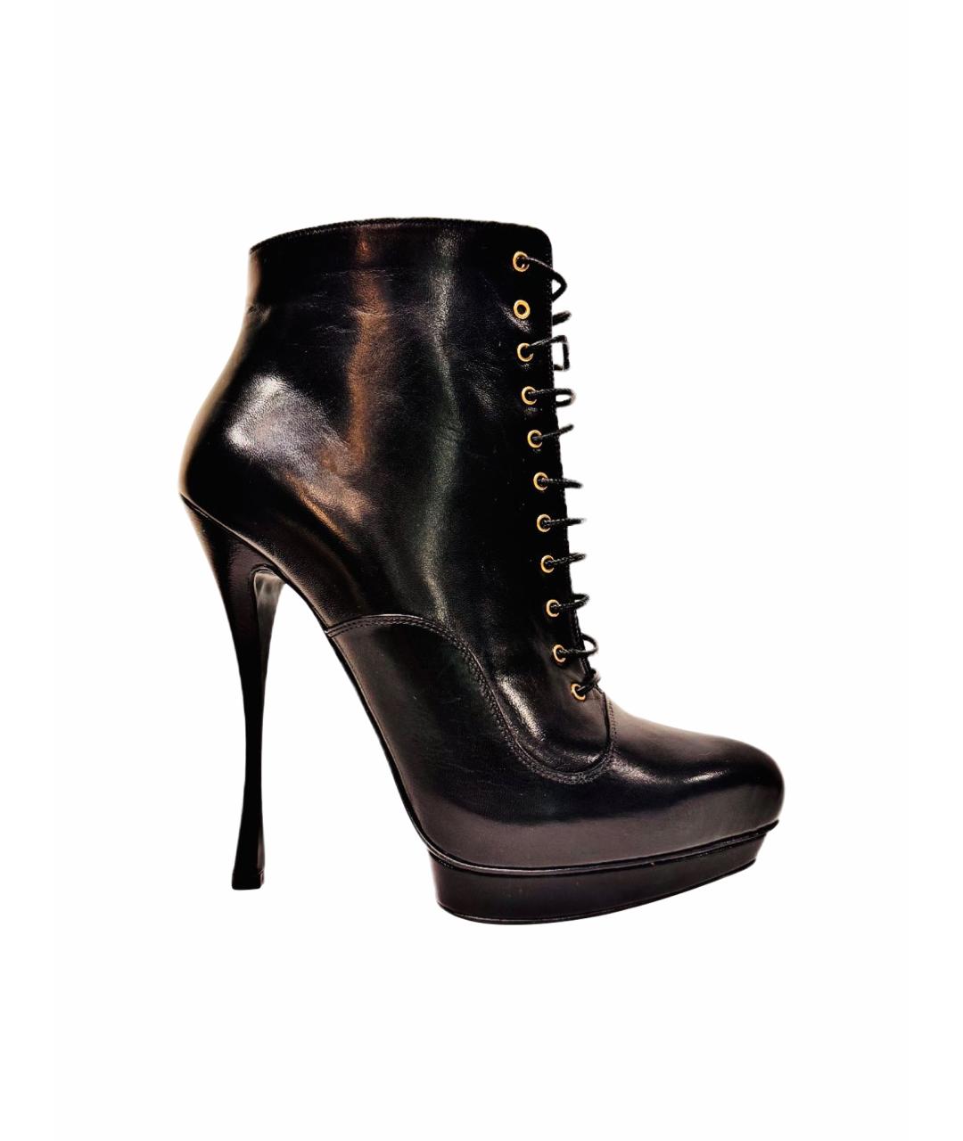 ALEXANDER MCQUEEN Черные кожаные ботильоны, фото 1